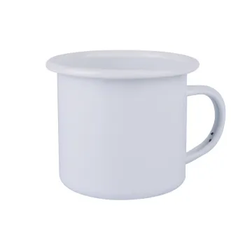 Personalized Customized 8cm Cup White Enamel Camping Mug Cup Classical Enamel Metal Mug Cup with Painted Rim