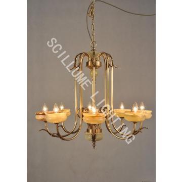 206178  antique solid brass marble chandeliers