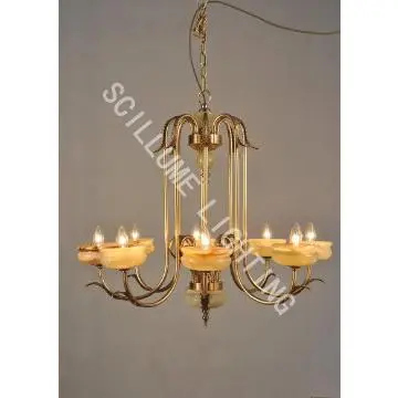 206178  antique solid brass marble chandeliers