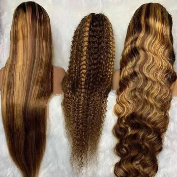 In Stock High Ponytail Natural Color Pre Plucked Water 360 Full Bang Human Hair Frontal Deep Curly Lace Front Wig