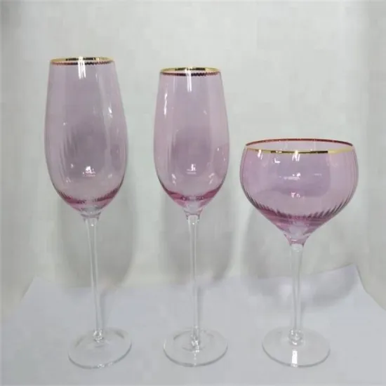 custom colored glass goblet with gold rim