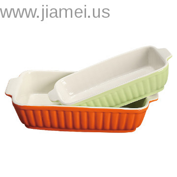 Square Stoneware Bakeware-Light Green/Orange