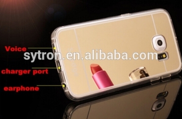 Acrylic PC+TPU cell phone case with mirror for samsung galaxy S6 edge with electroplated technic