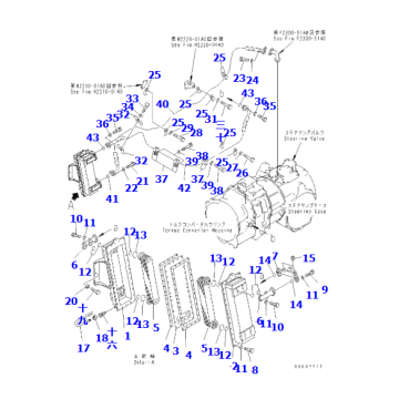 Large bulldozer D375A-5 oil cooler assembly 195-03-43100, bulldozer engine oil cooler