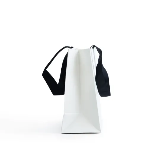 Coated Paper Bag With Black Ribbon Shopping Bag