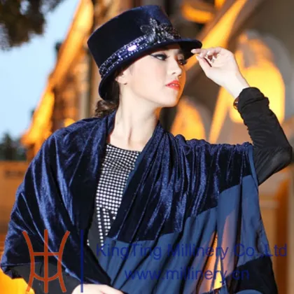 Womens Royal Blue Velvet Bridal Hats