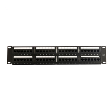 19in 2U Cabinet Rack UTP 48 Port CAT6 Patch Panel RJ45 Network Cable Adapter Unshielded Modular Keystone Jack Distribution Frame