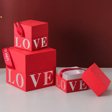 Square Wedding Fancy Paper Gift z wstążką