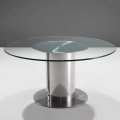 Table à manger en verre avec base en acier inoxydable