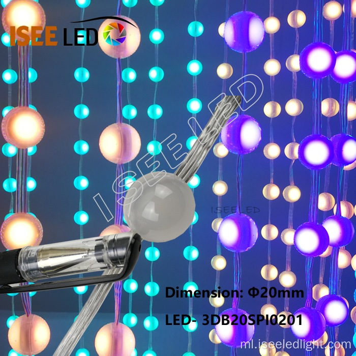 ഡിസി 12 വി ക്രിസ്മസ് സ്ട്രിംഗ് ലൈറ്റുകൾ 3D എൽഇഡി പിക്സൽ ബോൾ