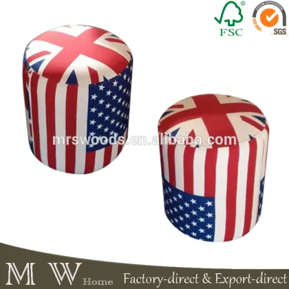 upholstered flag ottoman round, UK flag union Jack flag American flag pouf, flag ottoman round
