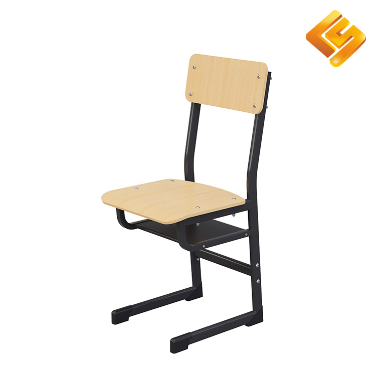 Siyah L Şekilli Çelik ve Ahşap Sandalye