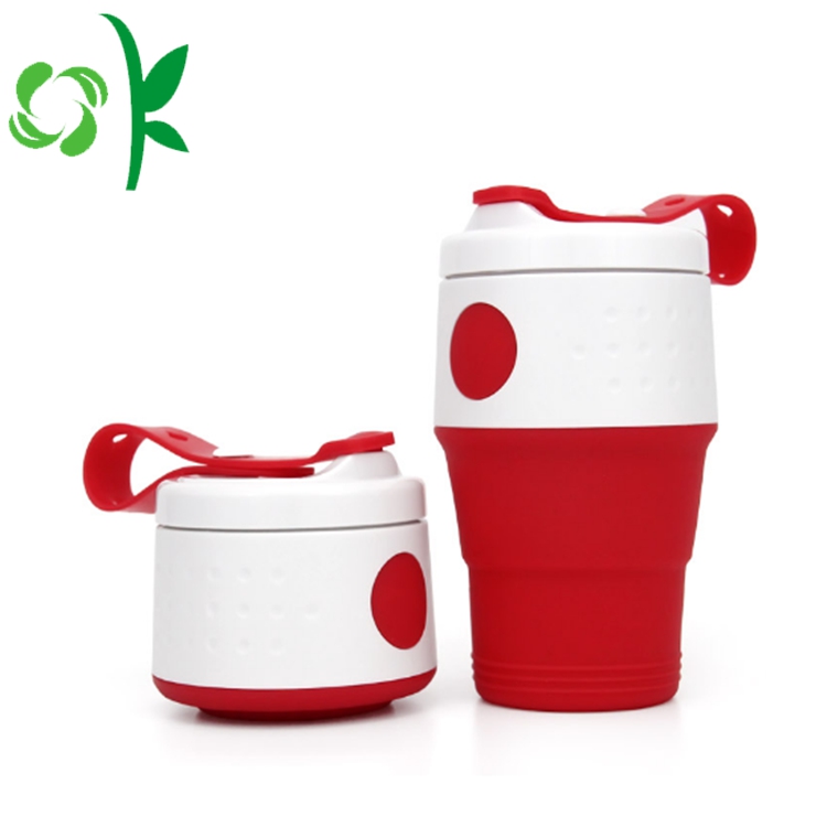 Silicone Drink Folding Portable Water Cup with Cover
