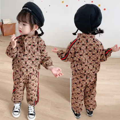 New children's clothing spring and autumn kids clothing sets girls cartoon print girls sets