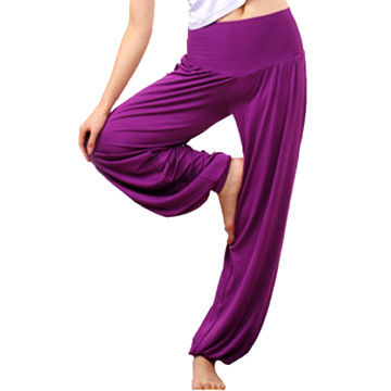 Dance/Yoga Pants, Opening with Elastic Tape, Made of Cotton and Spandex, Comfortable, Fitting Body