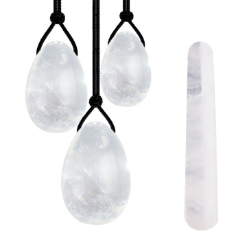 White Quartz Yoni Egg Natural White Crystal Jade Eggs Massage Wand Vaginal Muscle Tightening Massager Kegel Exerciser Stone Ball