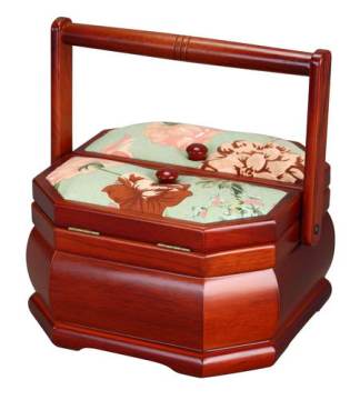 Wood Tapestry Sew Basket Box