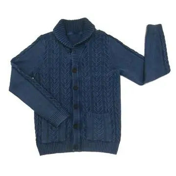 Men\'s Sweater Cabel Knitted and Stone Washed Caridgan