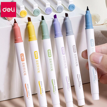 6 Color Soft-Tipped Highlighter Set - Deli Color Marking Highlighters