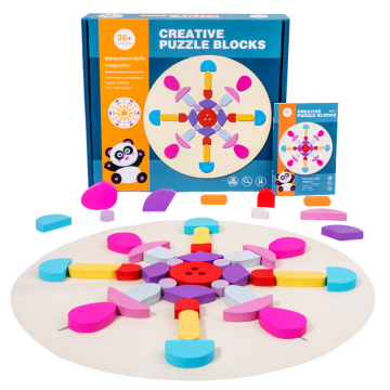 Colorful Children's Wooden Puzzle: A Geometric Shapes Game for Creative and Logical Thinking