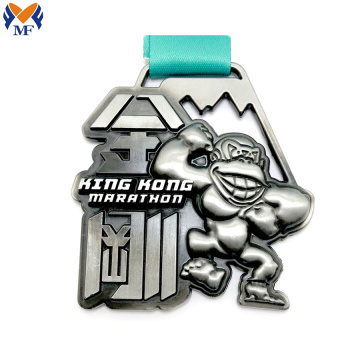 Custom silver metal race king kong medal