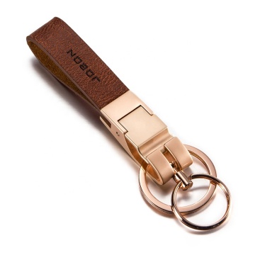 Customizable Jobon Leather Key Ring with Zinc Alloy Metal Keychain in Gift Box