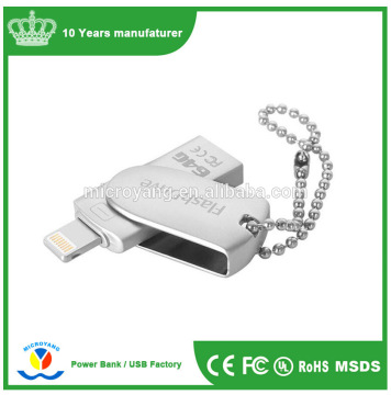 100% full capacity promotional high quality mobile phone bulk otg usb flash drive with custom logo for iphone