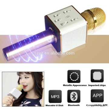 Q7 Mini Stereo Music Portable Karaoke System KTV Set Wireless Microphone + Bluetooth Mic Speaker For iPhone 4 5 6 6s 6Plus 7