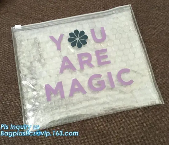 storage soft bag zip lock slider seal reclosable packing pouch bubble bag, Re-close Slider Bubble Zipper Bag