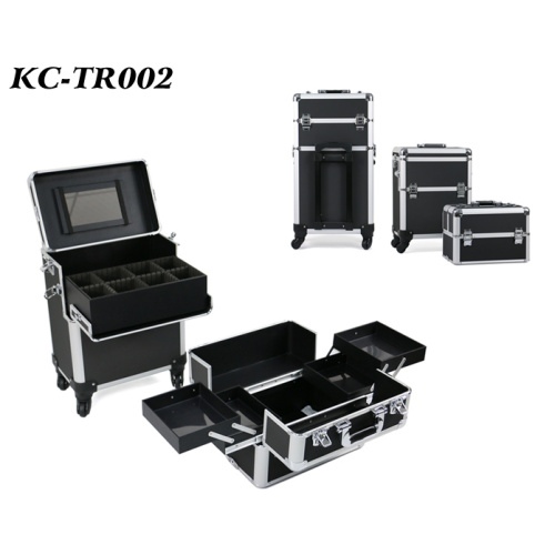 2in1 Black color with aluminum frame professional makeup train case