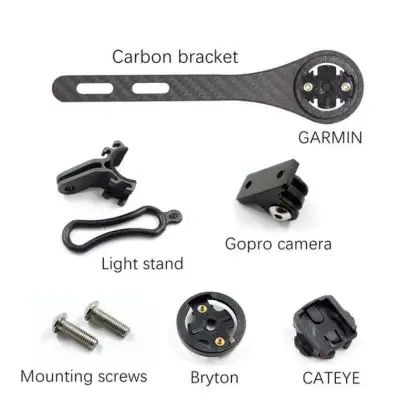 Carbon Fiber Bicycle Computer Holder for Garmin, GoPro, Wahoo, Bryton & Light Stand
