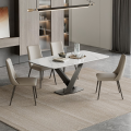 Sintered Stone Dining Table with V-Shaped Base