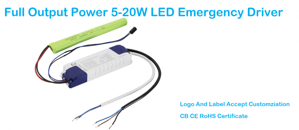 Pack d'urgence LED de secours à batterie Li-ion rechargeable
