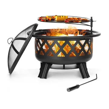 Steel Wood Burning Backyard Firepit Outdoor Fire Pit with Lid for Outside Garden