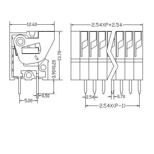 AT123V-2.54XXX-A PCB Spring Terminal Block Pitch2.54 