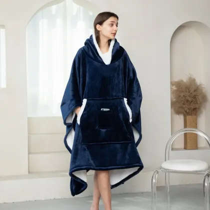 Oversized TV Blanket Hoodie - Fleece Blanket with Sleeves for Men and Women
