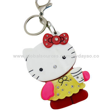 Cute kitty shaped fashion jewelry plastic crystal keychainsNew