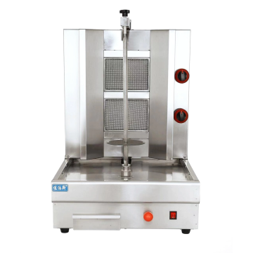 Automatisk rostfritt stål Kebab Grill &amp; Shawarma Machine med 2-brännare