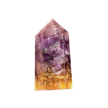 Amethyst Chip Stone Resin Hexagonal Prism Ornament for Home Decor