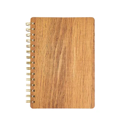 Wood material hardcover spiral notebook