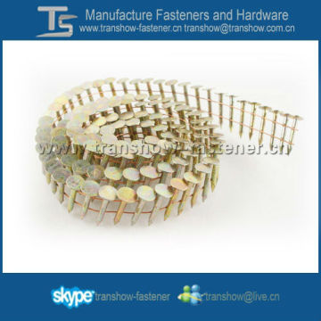Yellow Zinc Galvanized Coiled Roofing Nails in China