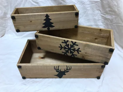 Rectangular Solid Wood Decoration Basket