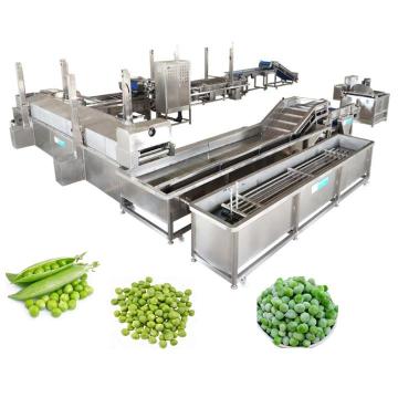 Peas organik dan garis pemrosesan kacang hijau: sheller, mesin cuci, pembersih, blancher, pengering, freezer IQF