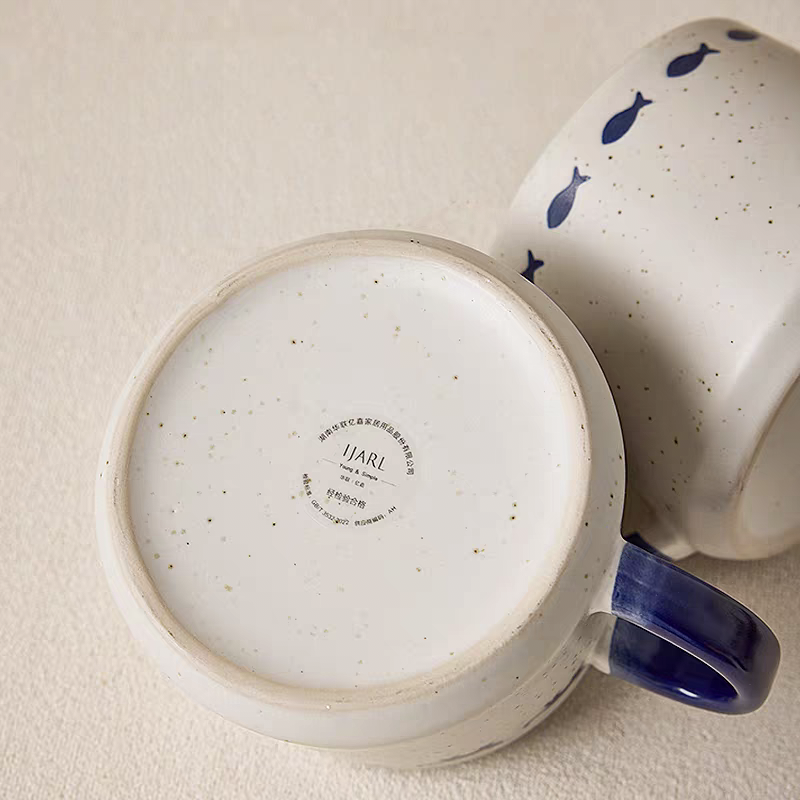 Blue Fish - Patterned Ceramic Mugs Set