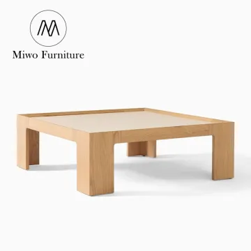 Nordic Modern Simple Marble Coffee Table in Natural Oak