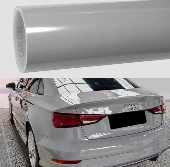 super gloss light grey car vinyl wrap