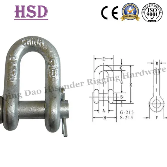 Us Type Forged G2150 Shackle, with Safety Pin and Nut. G210, Fastener, Hardware, Rigging, Anchor Shackle, Marine Hardware, European D Shackle,