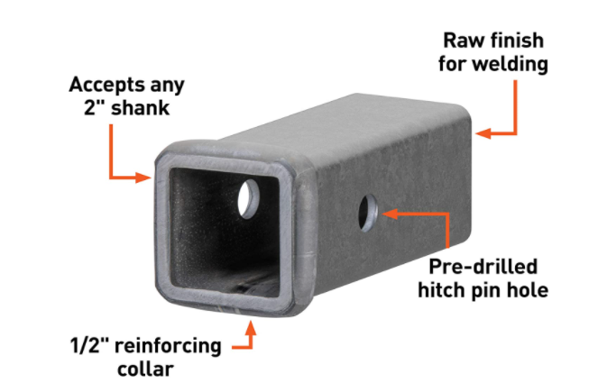 Weld-On Raw Steel Trailer Hitch Receiver Tube