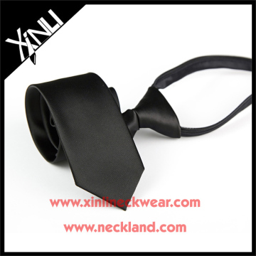 Polyester Jacquard Woven Wholesale Zipper Necktie Black Men Costume
