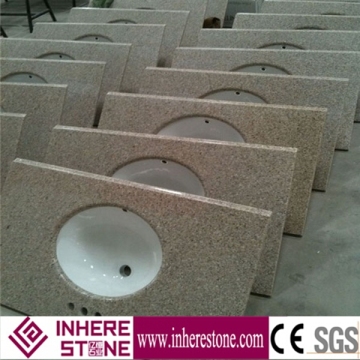 Chinese G682 yellow stone , one piece bathroom sink and countertop